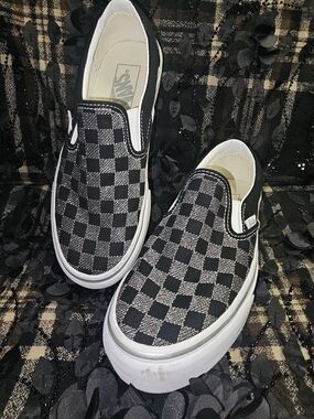 Vans Classic Slip-On Checkerboard Sneakers - Black/White